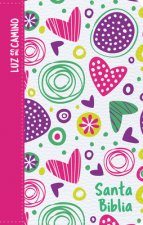 NVI Biblia Luz En Mi Camino Corazones, Multicolor Símil Piel