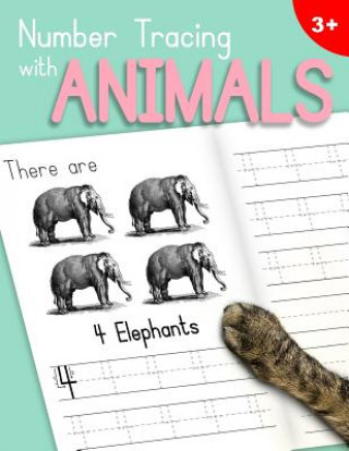 Number Tracing With Animals: Learn the Numbers - Number and Counting Practice Workbook for Children in Preschool and Kindergarten - Mint-Pink Cover