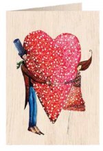 Karnet drewniany C6 + koperta Ślub Duże serce