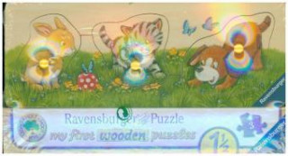 Ravensburger Kinderpuzzle - 03203 Niedliche Tierkinder - my first wooden puzzle mit 3 Teilen - Puzzle für Kinder ab 1,5 Jahren - Holzpuzzle