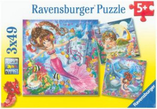 Ravensburger Kinderpuzzle - 08063 Bezaubernde Meerjungfrauen - Puzzle für Kinder ab 5 Jahren, mit 3x49 Teilen