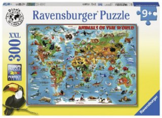 Ravensburger Kinderpuzzle - 13257 Tiere rund um die Welt - Puzzle-Weltkarte für Kinder ab 9 Jahren, mit 300 Teilen im XXL-Format