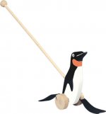 Dřevěná tahací hračka: Tučňák na tyči/černobílý