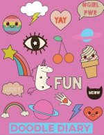 Doodle Diary: Cute Pink Random Doodles Drawings