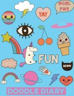 Doodle Diary: Cute Blue Random Doodles Drawings