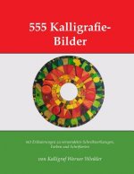 555 Kalligrafie-Bilder: mit Erläuterungen zu verwendeten Schreibwerkzeugen, Farben und Schriftarten