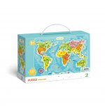 Puzzle Mapa świata / Mapa Polski 100 mix