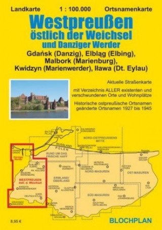 Landkarte Westpreußen östlich der Weichsel und Danziger Werder 1:100.000