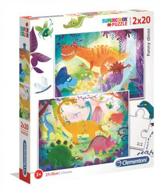 Puzzle Supercolor Funny Dinos 2 x 20