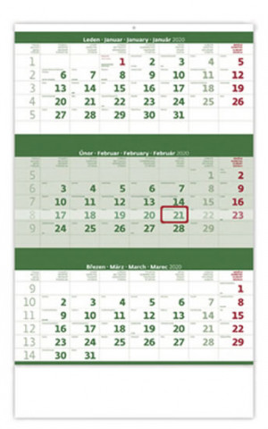 Tříměsíční zelený - nástěnný kalendář 2020
