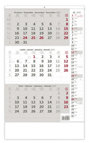 Tříměsíční šedý s poznámkami - nástěnný kalendář 2020