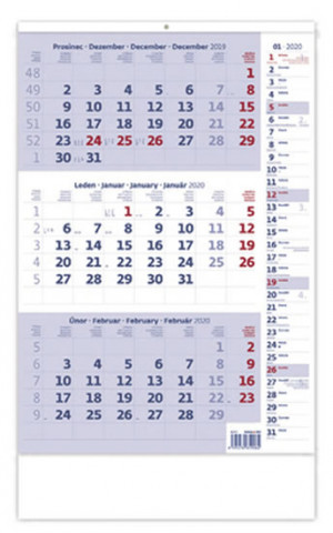 Tříměsíční modrý s poznámkami - nástěnný kalendář 2020