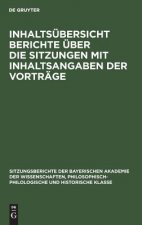 Inhaltsubersicht Berichte UEber Die Sitzungen Mit Inhaltsangaben Der Vortrage