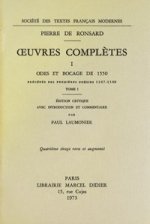 Tome I - Odes Et Bocage de 1550, Precedes Des Premieres Poesies (1547-1549)
