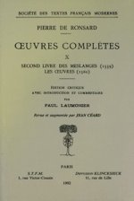 Tome X - Second Livre Des Meslanges (1559), Les Oeuvres (1560)