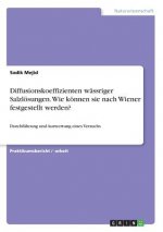 Diffusionskoeffizienten wässriger Salzlösungen. Wie können sie nach Wiener festgestellt werden?