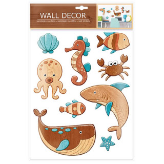 Wall decor Mořská zvířátka - samolepící dekorace 27x41 cm