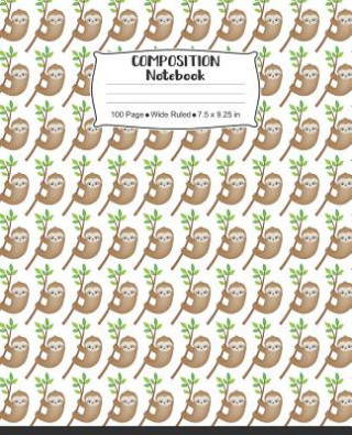 Composition Notebook: Sloth Themed Wide Ruled Writing Book