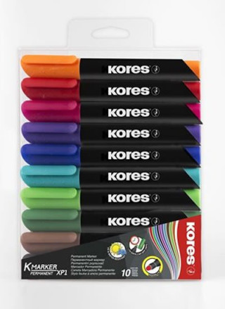 Kores K-MARKER Permanentní popisovač, kulatý hrot 3 mm, mix 10 barev