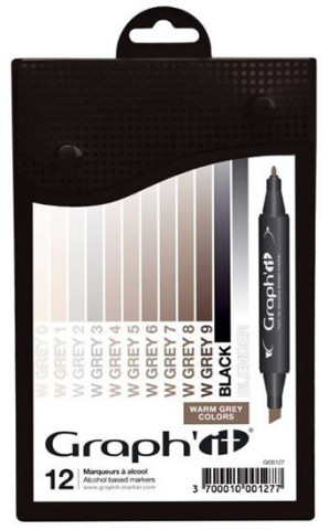 Graph'it Set alkoholovďż˝ch popisovaďż˝ďż˝, 12ks ďż˝ Warm Grey