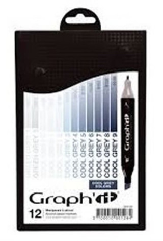 Graph'it Set alkoholovďż˝ch popisovaďż˝ďż˝, 12ks ďż˝ Cool Grey