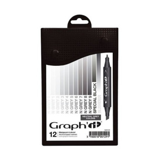 Graph'it Set alkoholovďż˝ch popisovaďż˝ďż˝, 12ks - Neutral Grey