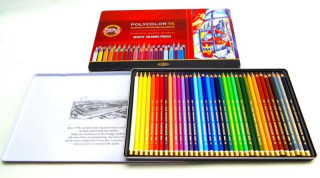 Koh-i-noor pastelky umělecké POLYCOLOR kreslířská sada 36 ks v plechové krabičce