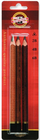 Koh-i-noor tužka trojhranná grafitová silná 2B,4B,6B set 3 ks, hnědá barva