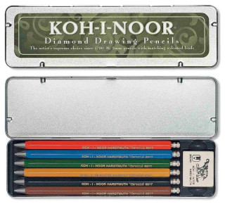 Koh-i-noor tužka mechanické/Versatil souprava 6 ks s gumou v plechové krabičce