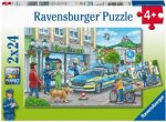 Ravensburger Kinderpuzzle - 05031 Unterwegs mit Polizeimeisterin Hannah - Puzzle für Kinder ab 4 Jahren, mit 2x24 Teilen