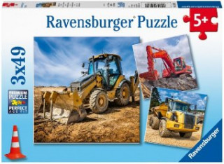 Ravensburger Kinderpuzzle - 05032 Baufahrzeuge im Einsatz - Puzzle für Kinder ab 5 Jahren, mit 3x49 Teilen