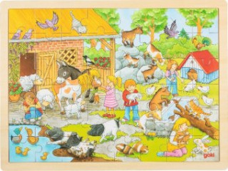 Dřevěné puzzle Dětská Zoo 48 dílků