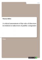 A critical assessment of the role of directors in relation to takeovers of public companies