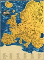 Stírací mapa Evropy – zlatá Deluxe XL