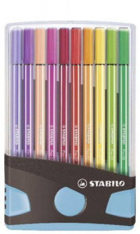 Premium-Filzstift - STABILO Pen 68 ColorParade - 20er Tischset in anthrazit/hellblau - mit 20 verschiedenen Farben