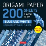 Origami Paper 200 sheets Blue and White Patterns 6