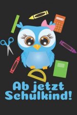 Ab jetzt Schulkind!: Liniertes A5 Eulen Heft für das Schulkind das Schüler in der ersten Klasse wird