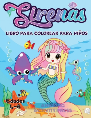 Libro de colorear de sirena para ninos de 4 a 8 anos