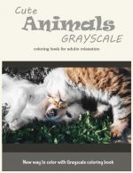 Cute Animals Grayscale Coloring Book for Adults Relaxation: New Way to Color with Grayscale Coloring Book