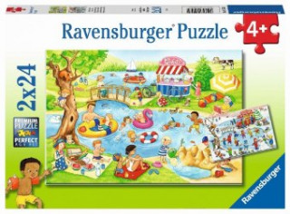 Ravensburger Kinderpuzzle - 05057 Freizeit am See - Puzzle für Kinder ab 4 Jahren, mit 2x24 Teilen
