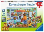 Ravensburger Kinderpuzzle - 05076 Komm, wir gehen einkaufen - Puzzle für Kinder ab 3 Jahren, mit 2x12 Teilen