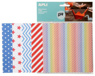 APLI origami papďż˝r 15 x 15 cm - mix barevnďż˝ch vzorďż˝ 50 ks