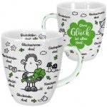 Sheepworld 46504 Tasse Ohne Glück ist alles doof, Kleeblatt, Porzellan, 45 cl, Grün, Geschenktasse