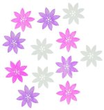 Dřevěné výseky 4cm - květy růžový mix 12ks