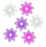 Dřevěné výseky 6cm - květy fialový mix 6ks