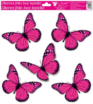 Okenní fólie 33 x 30cm - motýli s glitry