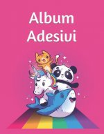 Album Adesivi: Panda Unicorno Gatto Pescecane famiglia 1- A4+ bianco - 35 pagine carta silicone-free paper - idea regalo