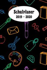 Schulplaner 2019 - 2020: Bunte Schulsachen Schwarz das hausaufgabenheft 2019 - 2020 für das neue schuljahr; mit kalender, stundenplan für jedes