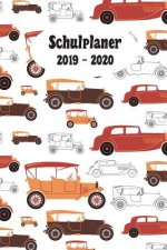 Schulplaner 2019 - 2020: Retro Autos weiß das hausaufgabenheft 2019 - 2020 für das neue schuljahr; mit kalender, stundenplan für jedes semester