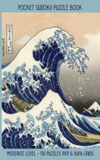Pocket Sudoku Puzzle Book: Moderate Level - 150 puzzles 9x9 & 16x16 grids Great Wave off Kanagawa Travel Size Paperback Notebook